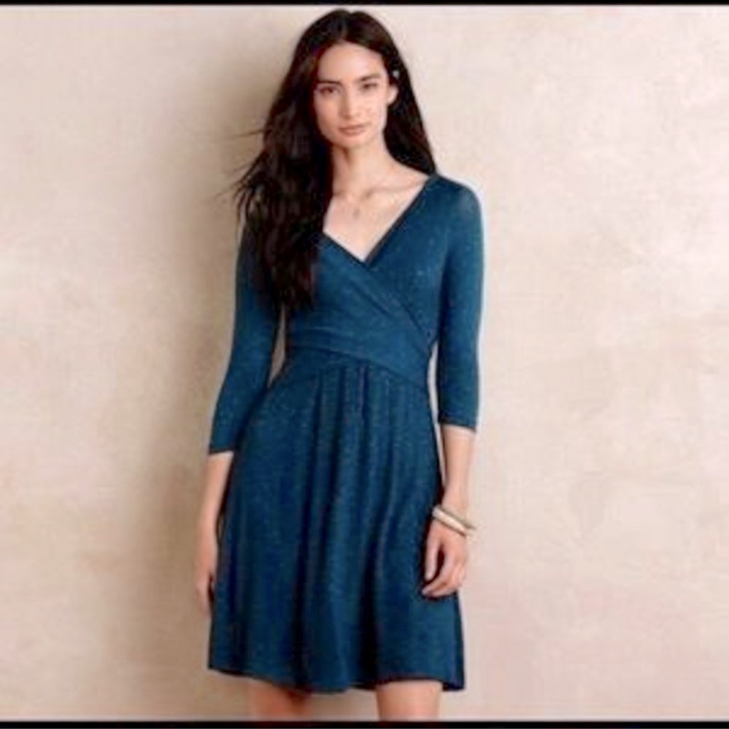 Anthropologie Amadi Teal Wrap Dress. Worn Once